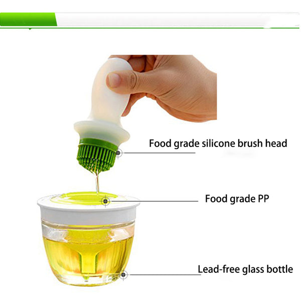 Irvingwad High Temperature Resistant Silicone Oil Brush Oil Bottle Set