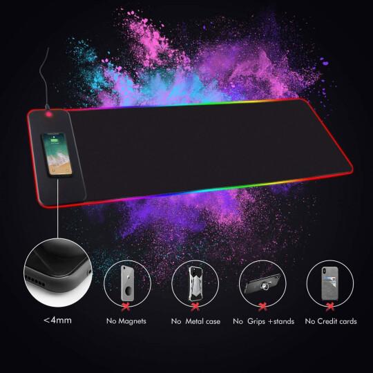 Irvingwad Wireless Charging RGB Luminous Mouse Pad Keyboard Pad