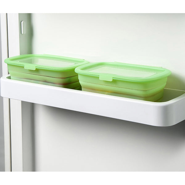 Irvingwad Green Silicone Foldable Fruit and Vegetable Bento Lunch Box with Lid