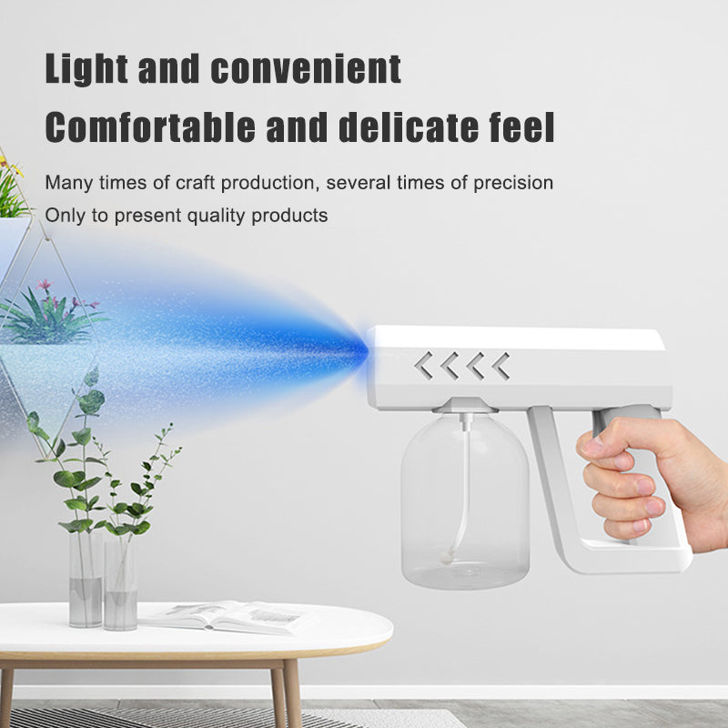 Irvingwad Indoor Wireless Alcohol Handheld Blue Light Atomizing Disinfection Gun