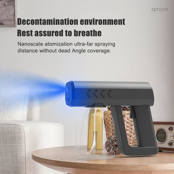 Irvingwad Indoor Wireless Alcohol Handheld Blue Light Atomizing Disinfection Gun