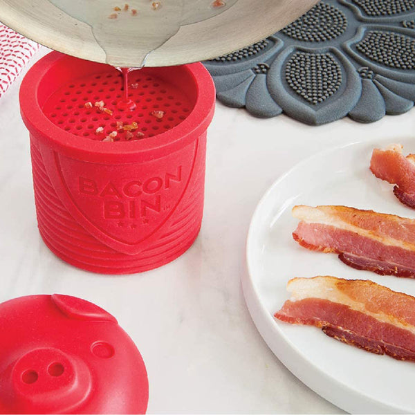 Irvingwad Designs Original Bacon Bin Grease Strainer and Storage-1 Cup Capacity, Red