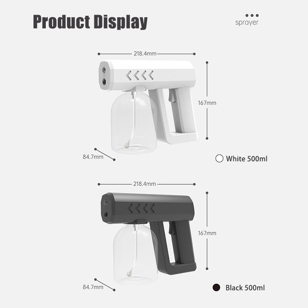 Irvingwad Indoor Wireless Alcohol Handheld Blue Light Atomizing Disinfection Gun