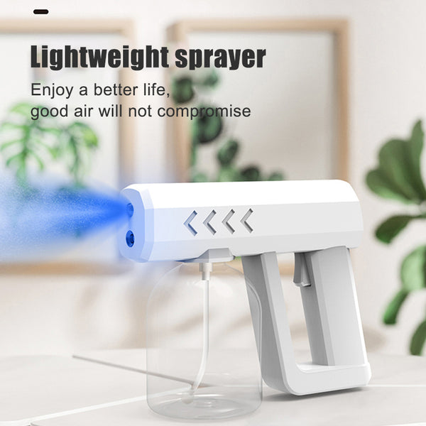 Irvingwad Indoor Wireless Alcohol Handheld Blue Light Atomizing Disinfection Gun